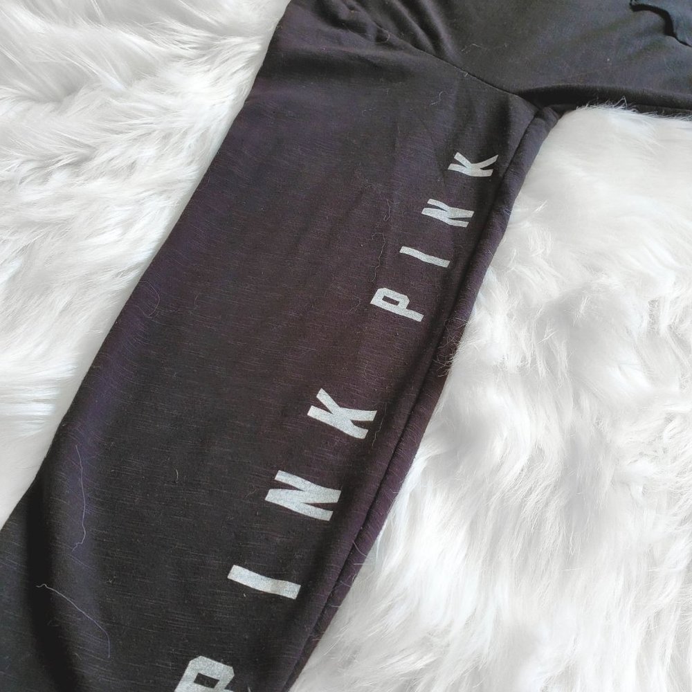 PINK VS CROP EVERYDAY LOUNGE BLACK ZIP HOODIE - Picture 2 of 5
